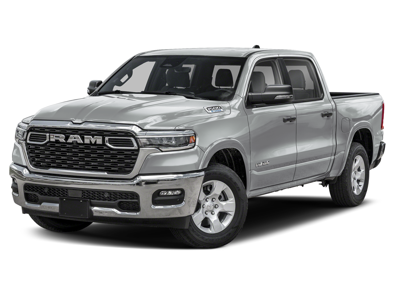 2025 RAM 1500 Big Horn Crew Cab 4x4 5'7' Box in Billet Silver Metallic Clearcoat — front three-quarter view